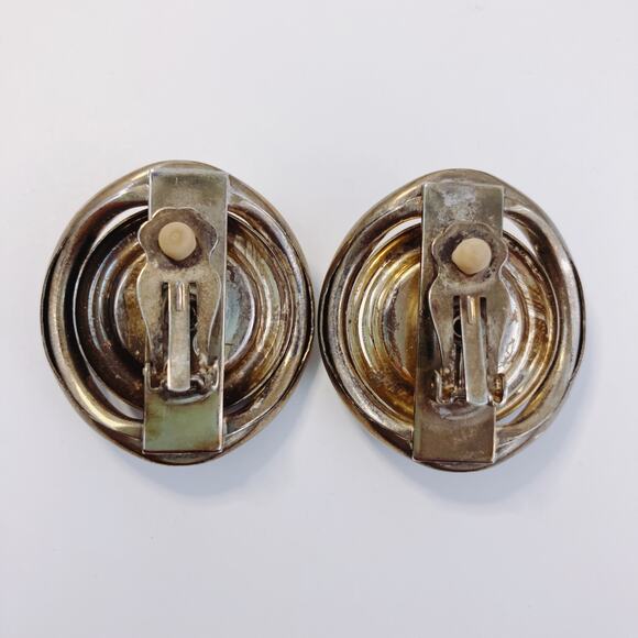 Vintage Silver-Toned Rhinestone Clip-On Earrings, Mid-Century 50s 60s - Picture 4 of 5